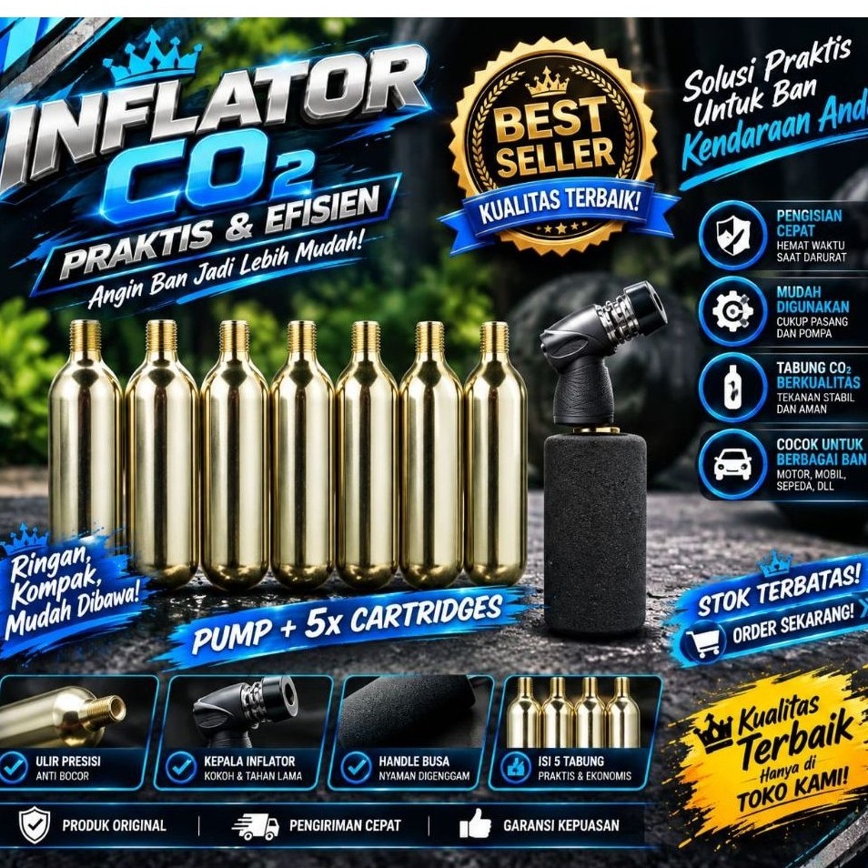 TABUNG CO2 CARTRIDGE 12GRAM UNTUK POMPA SEPEDA/SODA UNIVERSAL