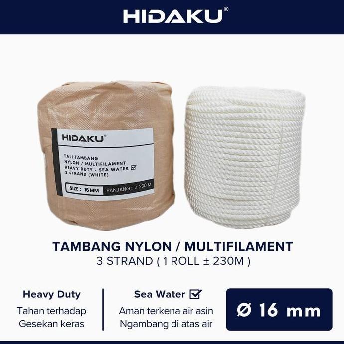 Hidaku Tali Tambang Nylon 16Mm Roll / Tambang Nilon 16Mm / Roll