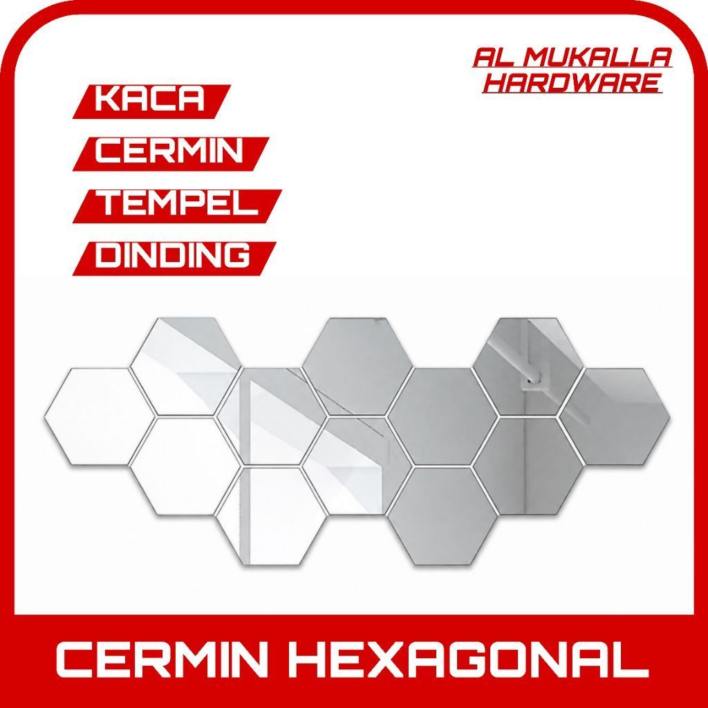 Kaca Cermin Tempel Dinding Aesthetic , Kaca Cermin hexagonal Tempel , Kaca Aesthetic Kamar Hiasan Di