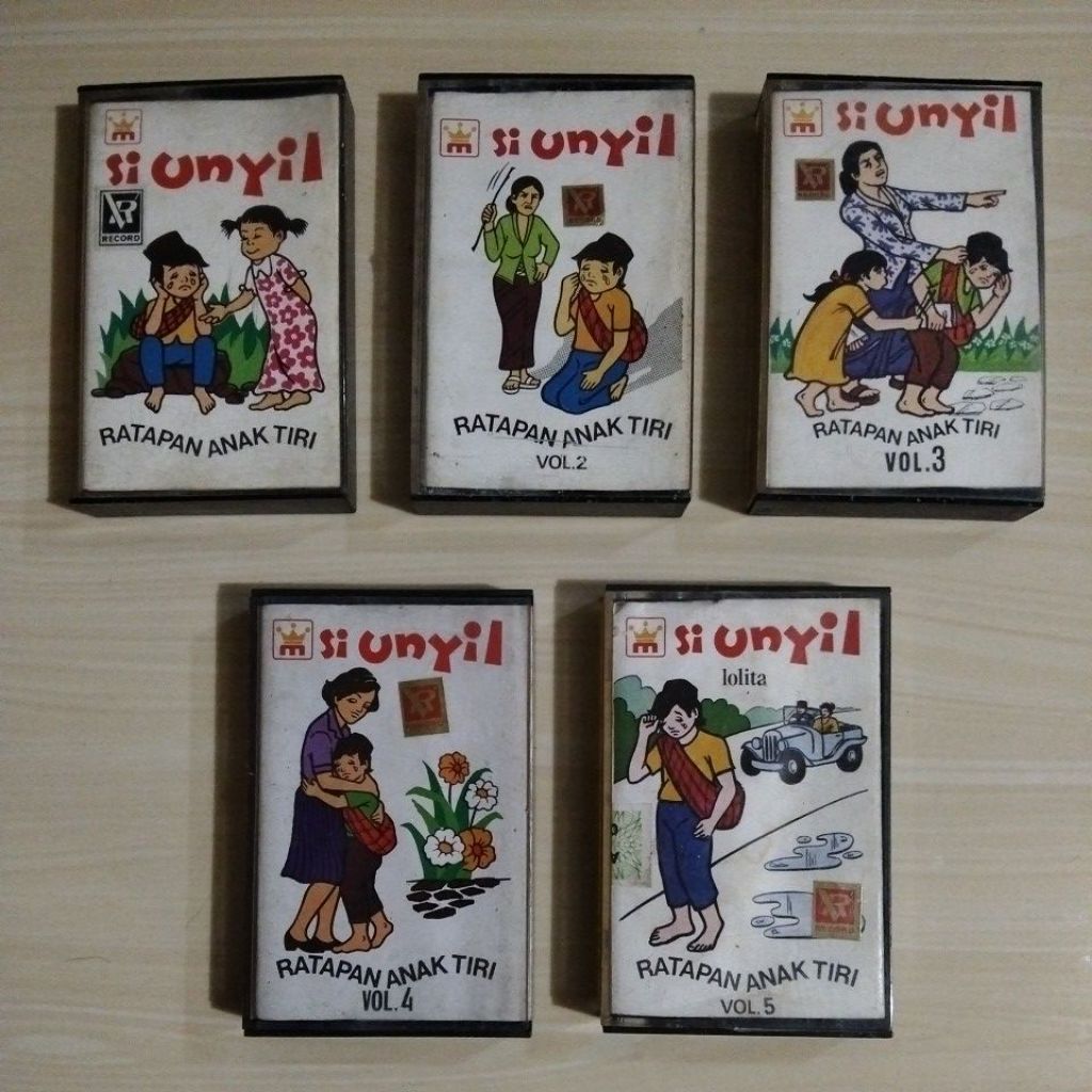 5 KASET SI UNYIL RATAPAN ANAK TIRI (VOL. 1 - 5) - MAHKOTA RECORDS - VIRGO RAMAYANA - Kaset Pita - Be