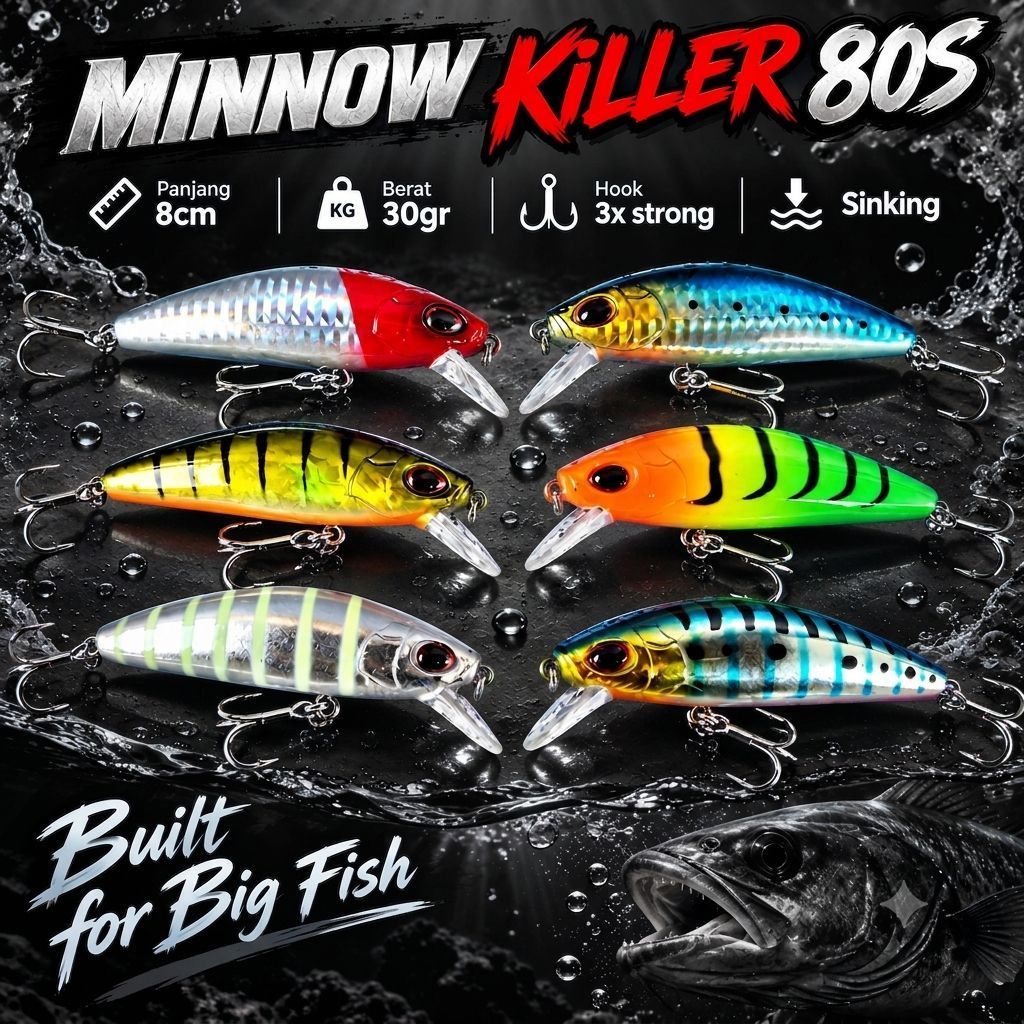 Minnow Killer 8cm 30gr Sinking Bukan Minnow Situti