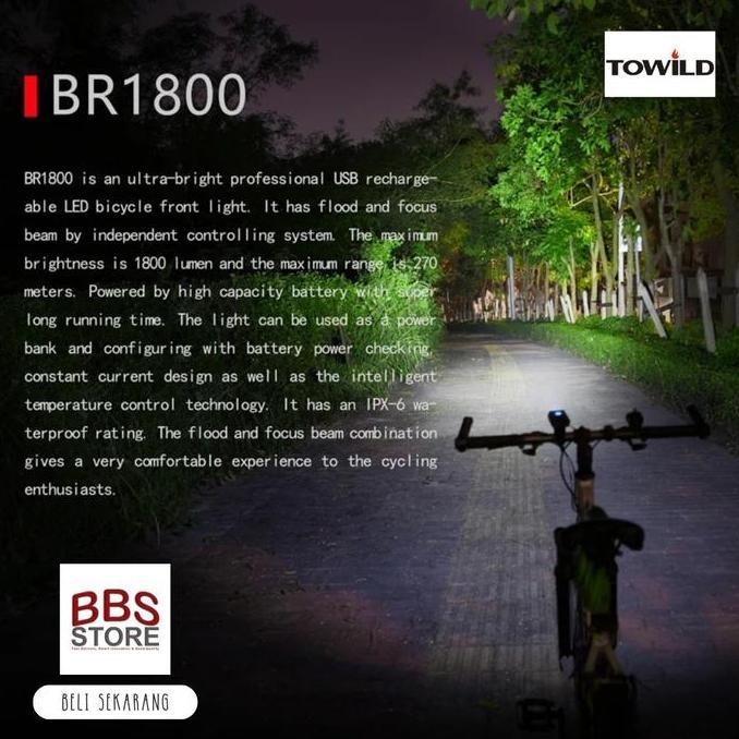 Lampu Depan sepeda Rechargeable Professional Bicycle Light BR1800