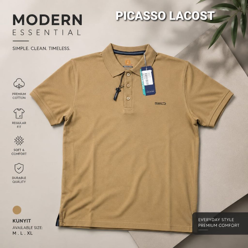 kaos kerah polo shirt picasso premium / baju kerah polos pria lengan pendek merek picasso terbaru