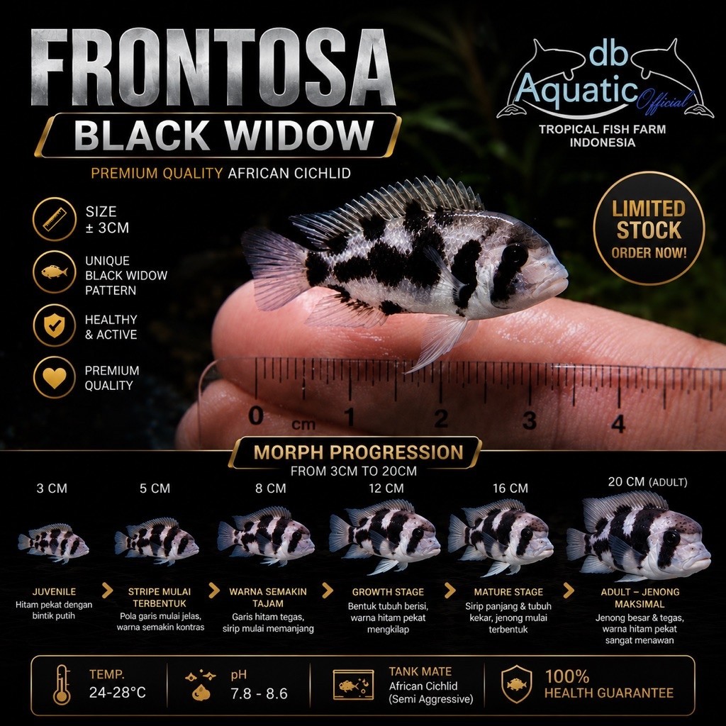 Frontosa Black Widow 2.5-3cm - Ikan Tropis Tanganyika dengan Pola Unik dan Kualitas Premium - Ukuran