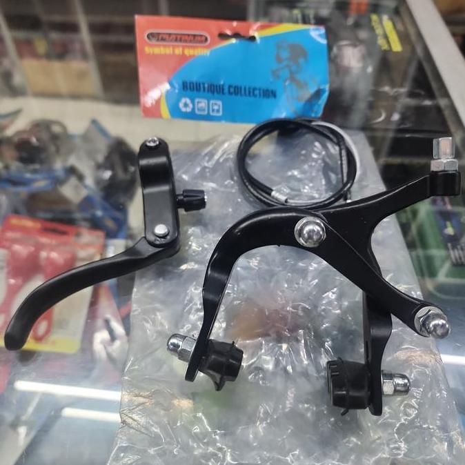 Brake Set Rem Depan Platinum Sepeda Fixie Bmx - Rem Set U Brake Depan Fixie Alloy Platinum Hitam