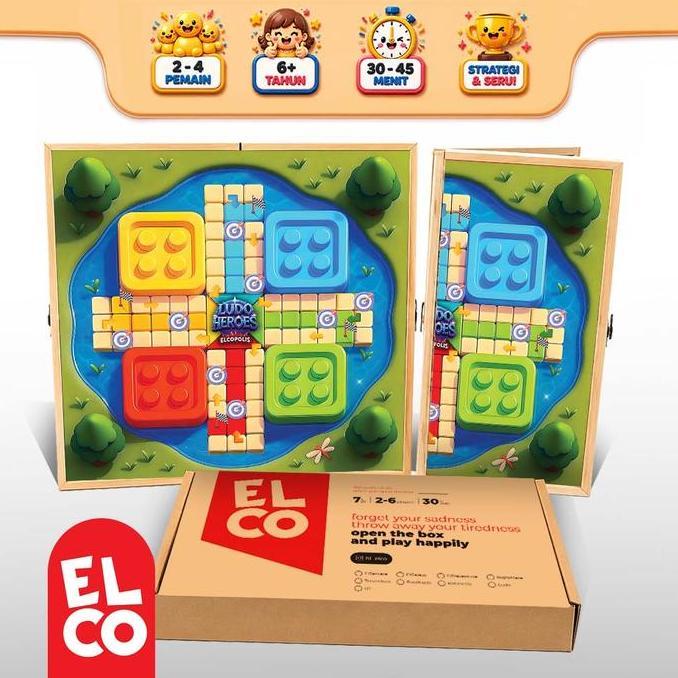 Elco - Elcopolis Ludo Heroes - Permainan Ludo Klasi Versi Baru (mainan ludo kayu)