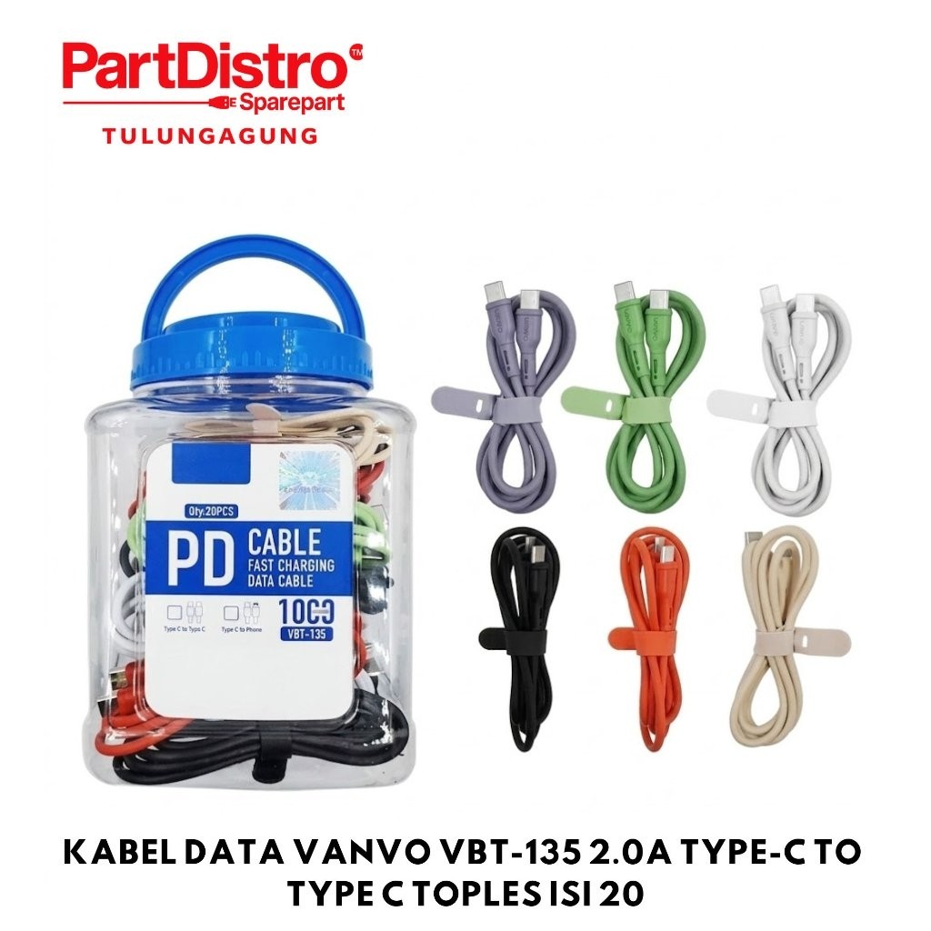 KABEL DATA VANVO VBT-135 2.0A TYPE-C TO TYPE C TOPLES ISI 20