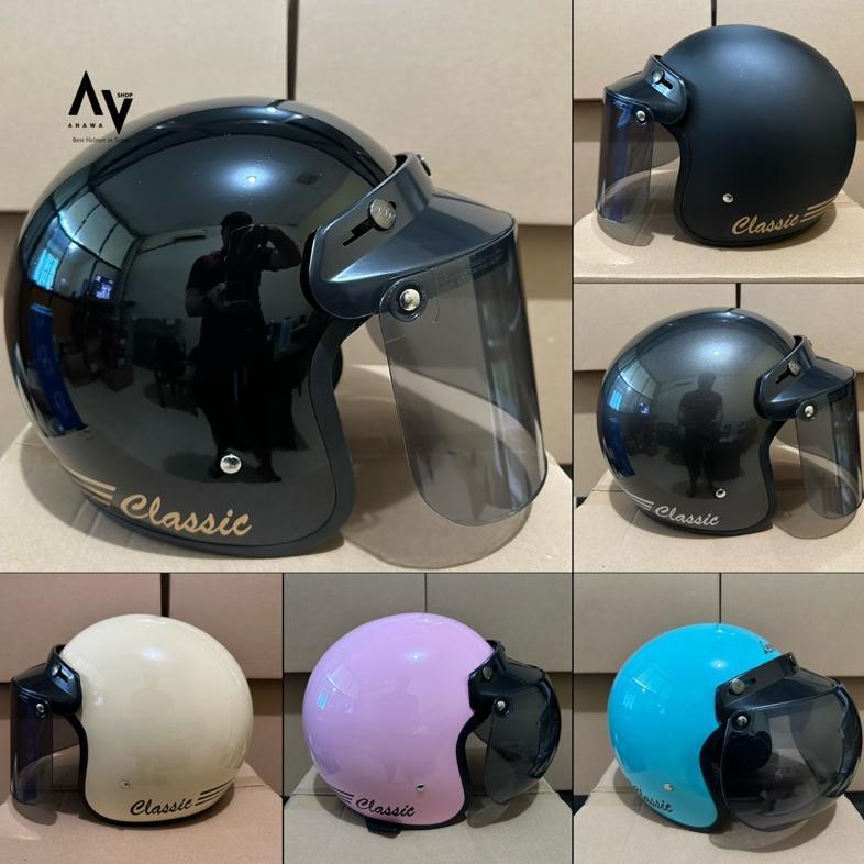 Top Rated Helm Bogo Retro Lunar/Daiso/Bivi Solid - Sni
