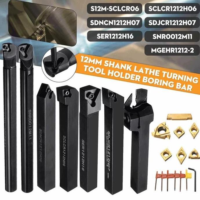 Holder Bubut Set Pahat Bubut 1212 12Mm Mesin Bubut Bv20 Set Insert