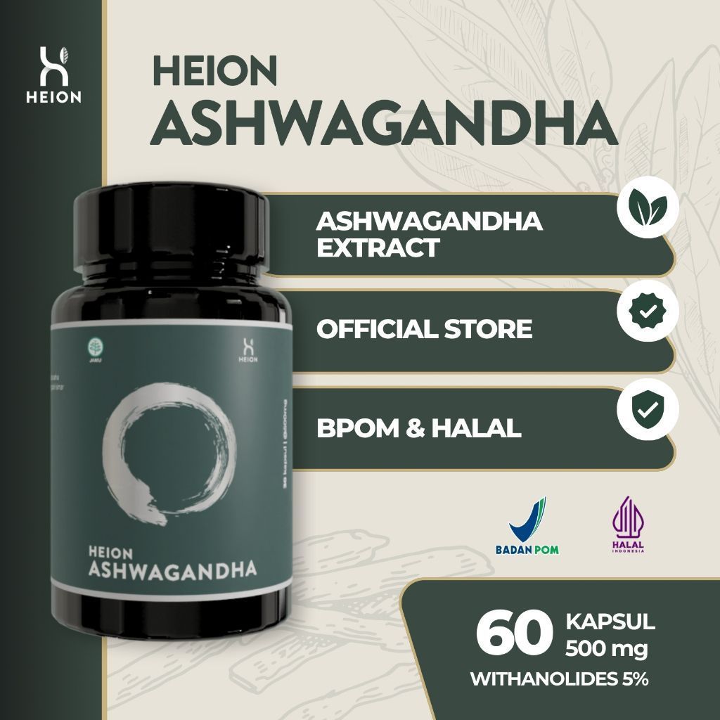 HEION Ashwagandha Extract Suplemen 60 Kapsul @500mg BPOM Halal - 60