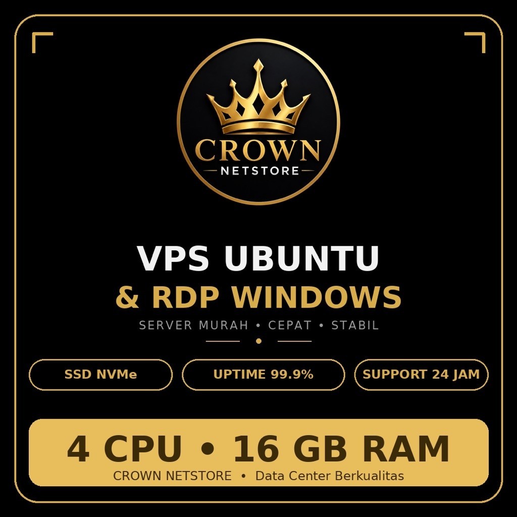 RDP Premium 16GB RAM Full Admin Harian