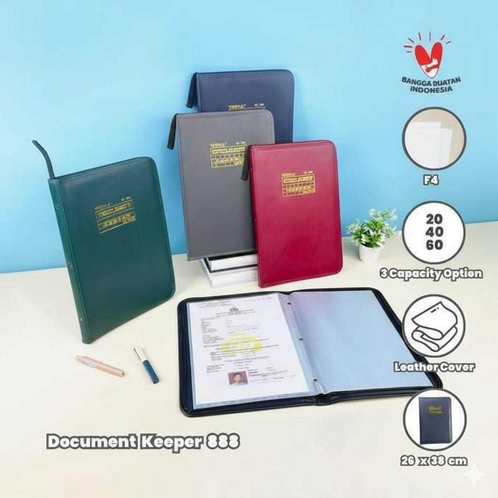 [ JUBI ] Topla Map Dokumen Keeper Resleting Anti Air Kulit / Map Document Keeper F4 (Folio)