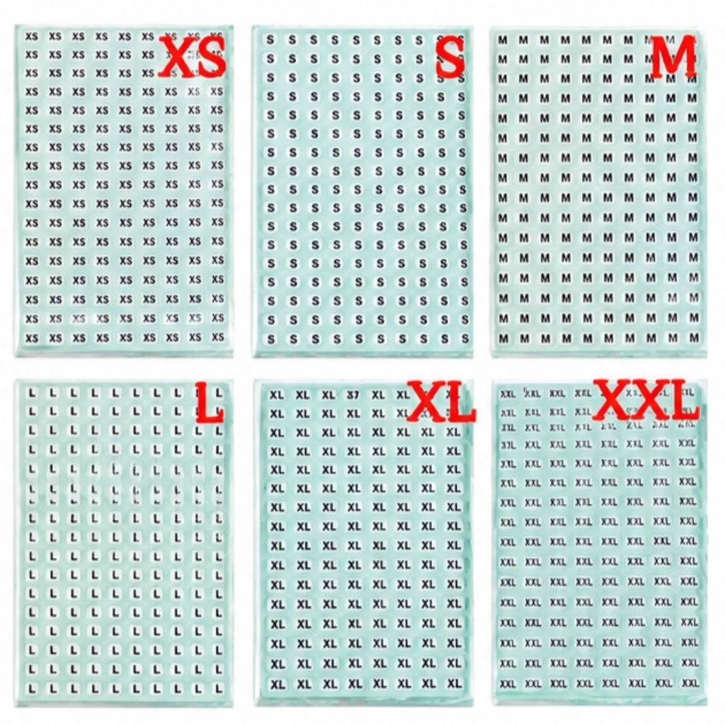 COD Kertas Tempelan Stiker Label Ukuran Baju Size Sticker XS S M L XL XXL pakaian / sepatu praktis