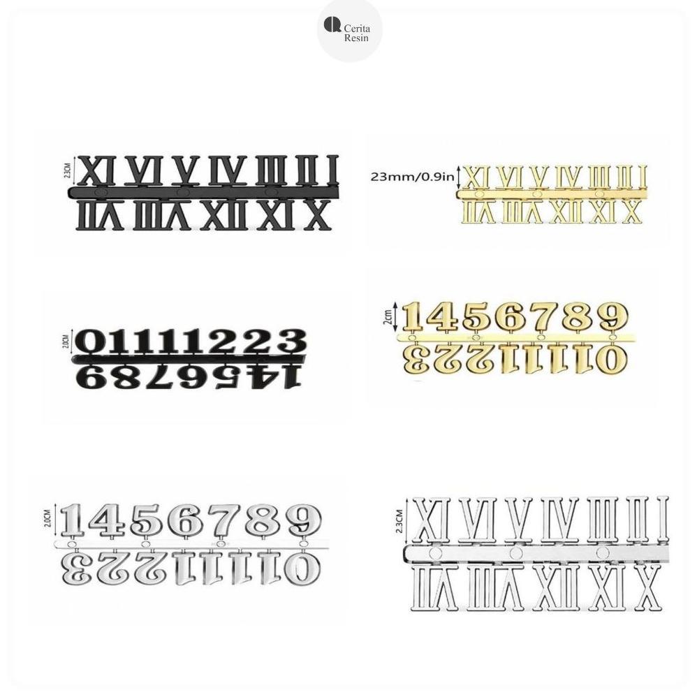 [WIRA] Cerita Resin - Aksesoris Resin Art Jam Dinding Angka Numeric Romawi Silver / Gold / Black