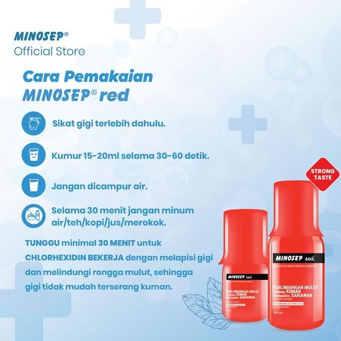 Healthy- Minosep Red Obat Kumur Antiseptik Strong Taste Sarian Plak Bau Mulut 2 Botol 200Ml