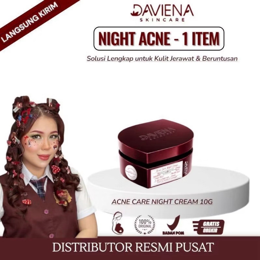 NIGHT ACNE ECER DAVIENA  | DAVIENA-SKINCARE  CrEAM MALAM ACNE JAMBI | DISTRIBUTOR JAMBI | Davienaski