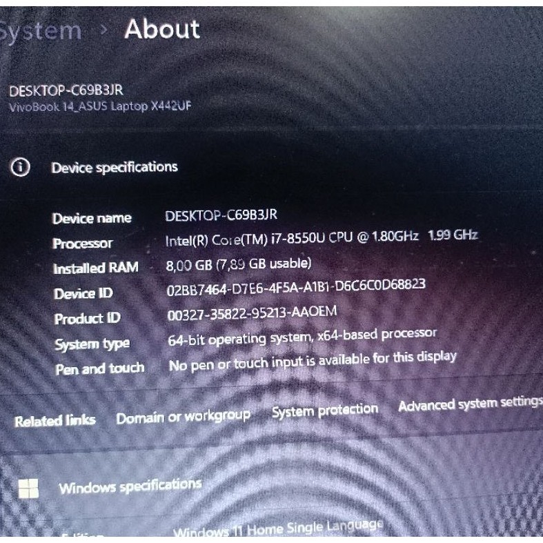 Mainboard mobo laptop asus vivobook a442u core i7 normal