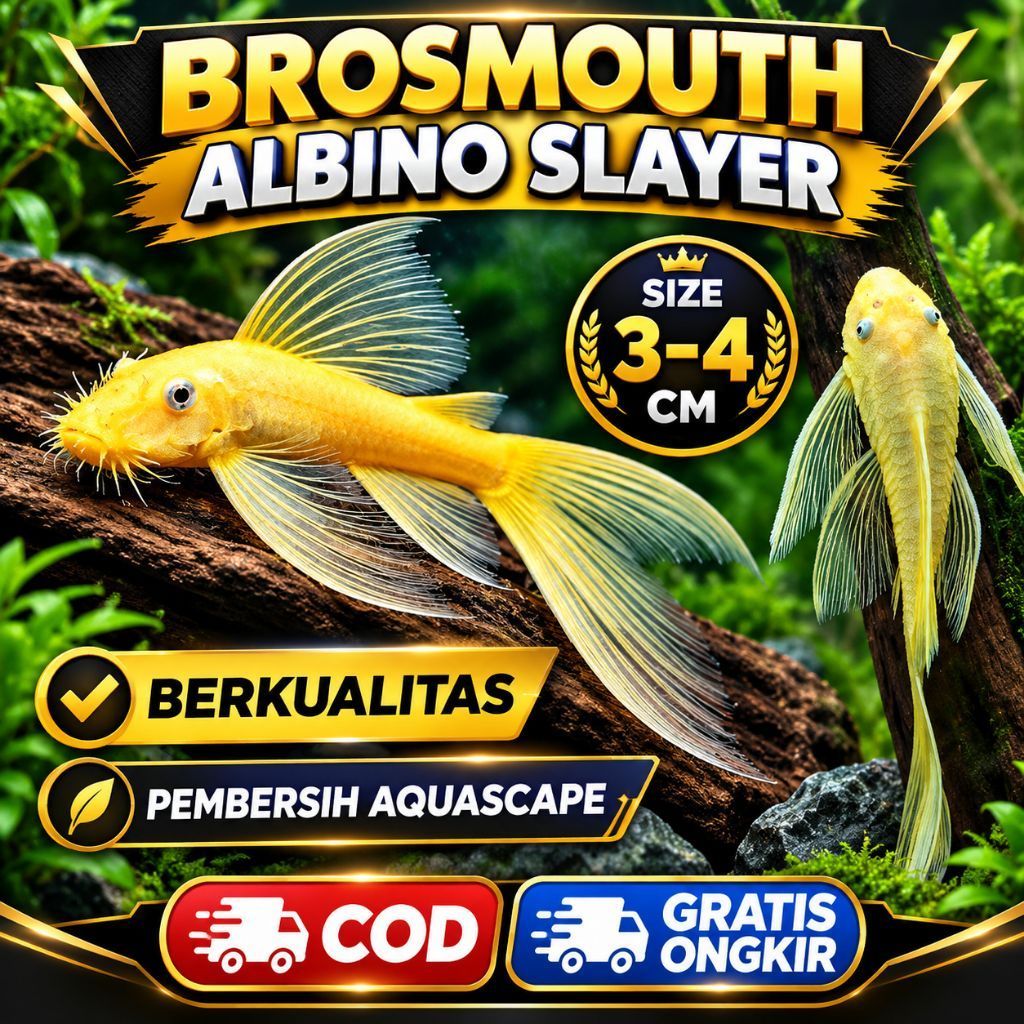 Brosmouth Albino salyer Pleco L144 Pembersih Aquarium Sapu-sapu Albino slayer