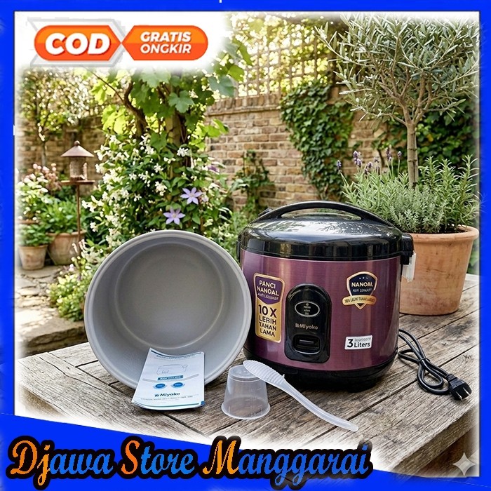 Miyako Rice Cooker Jumbo 3 Liter MCG-751 Magic Com Panci Nanoal Anti Lengket 10x Lebih - Penanak Nas