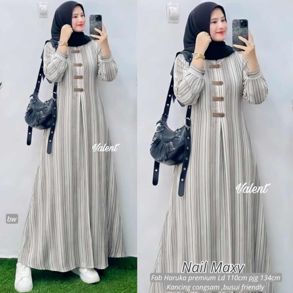 aurora Dress gamis katun wanita katun haruka terbaru nail dress gamis salur