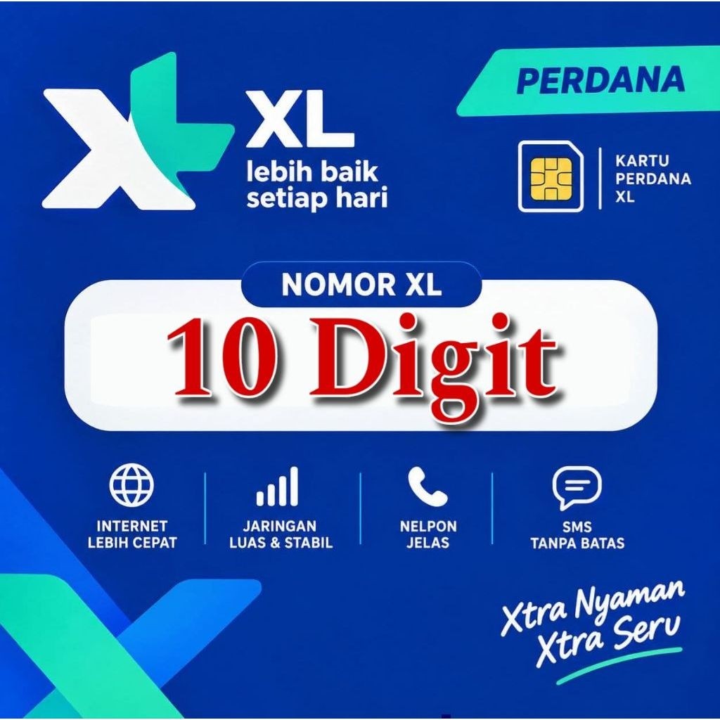 Kartu Perdana 10 Digit - Nomor 10 Digit - XL 10 digit Prabayar 0817 - 0818 - 0819