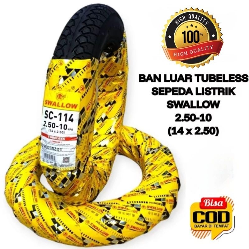 BAN LUAR SWALLOW SEPEDA LISTRIK 14x250 SC114 TUBELESS