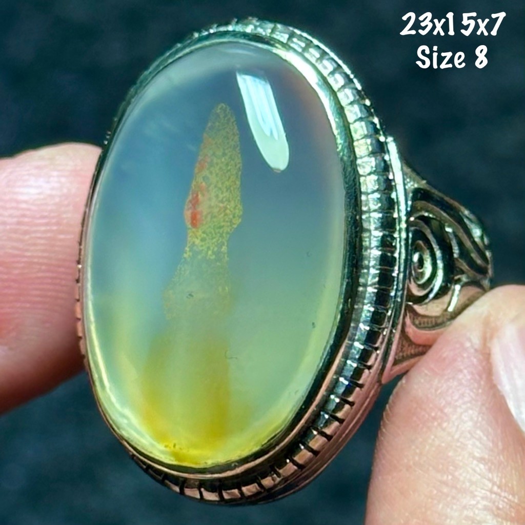 Cincin Batu Akik Natural Baturaja Sodo Lanang Kristal (asli alam)
