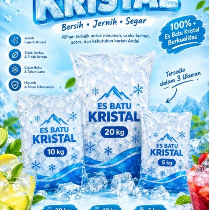 ES BATU KRISTAL KEMASAN 20KG, 10KG DAN 5KG