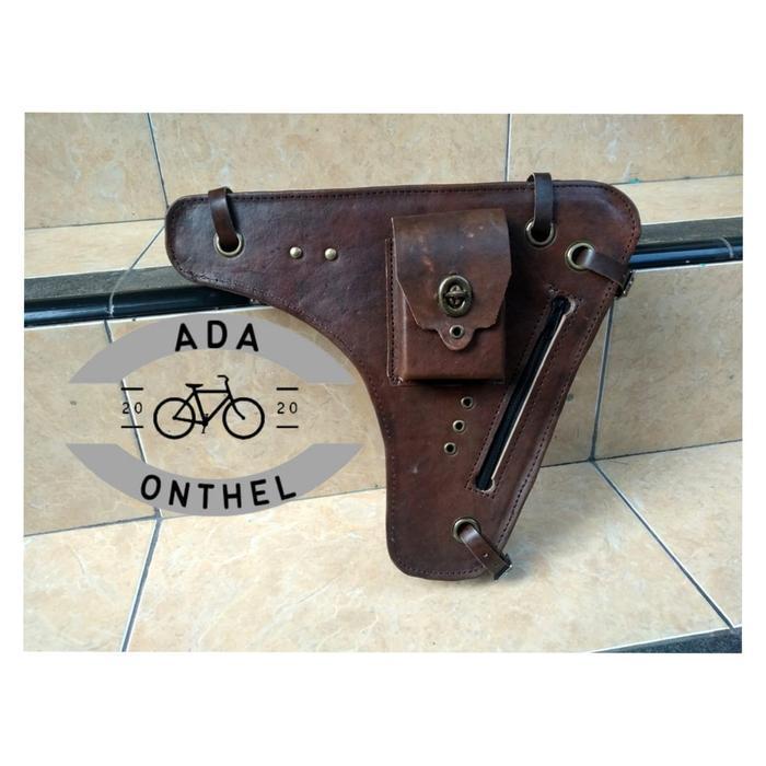 Tas Dalangan Sepeda Onthel -  Tas Sepeda Onthel Kulit Asli - Tas Frame Sepeda Onthel Original Dan Te
