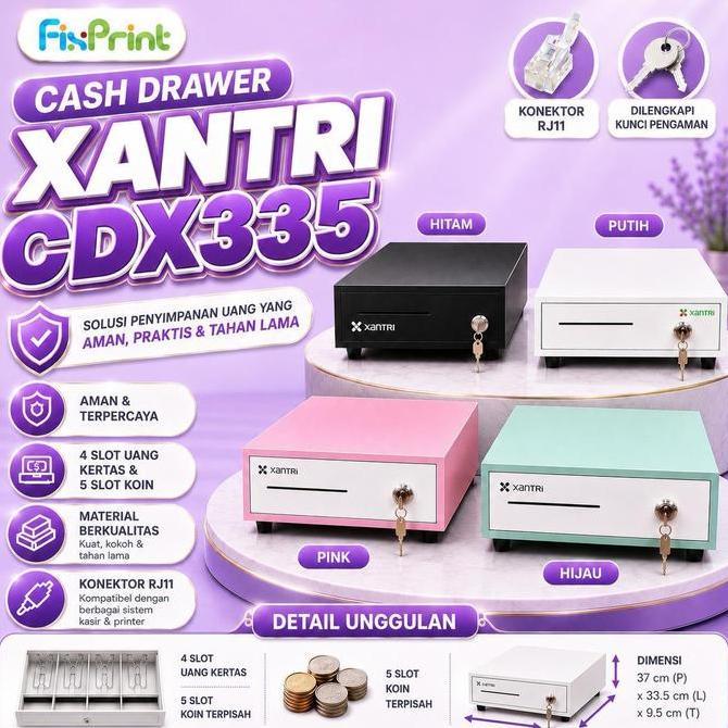 Xantri Cash Drawer CD-X335 CD-X405 Laci Uang Laci Kasir UL 400 RJ11 UL400 RJ 11 CDX405 CDX335 CD408 