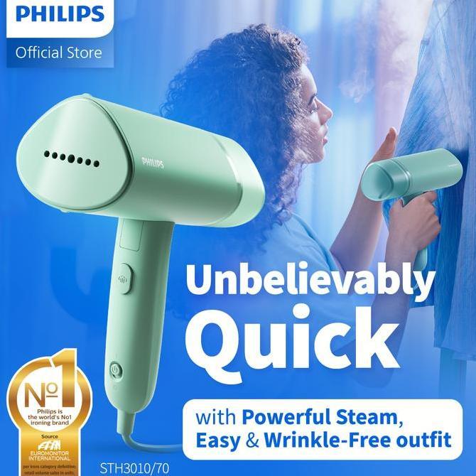 Philips Setrika Uap Handheld STH3010/70 Hijau - Setrika Uap Portable Dapat Dilipat, Setrika Uap Ring
