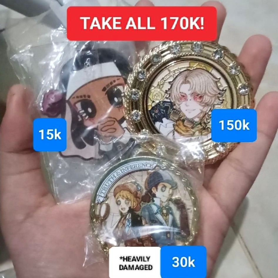 [CHAT ADMIN BILA INGIN BELI] IDENTITY V MERCH ENAMEL PIN PRELOVED GAMBLER PACKAGE WHITE PACKAGE TRUT