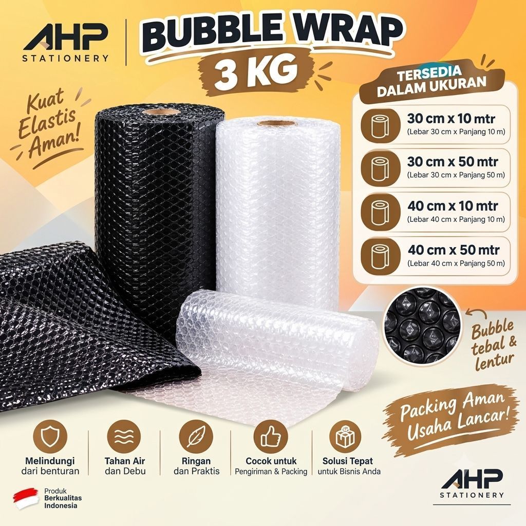 Bubble Wrap Hitam / Putih tebal 3 Kg