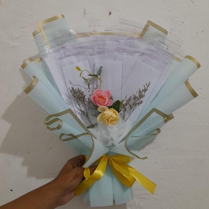 Flower- Buket Uang Kosong Isi 10/15/20 Lembar Buket Buket Kosongan Merah Bunga