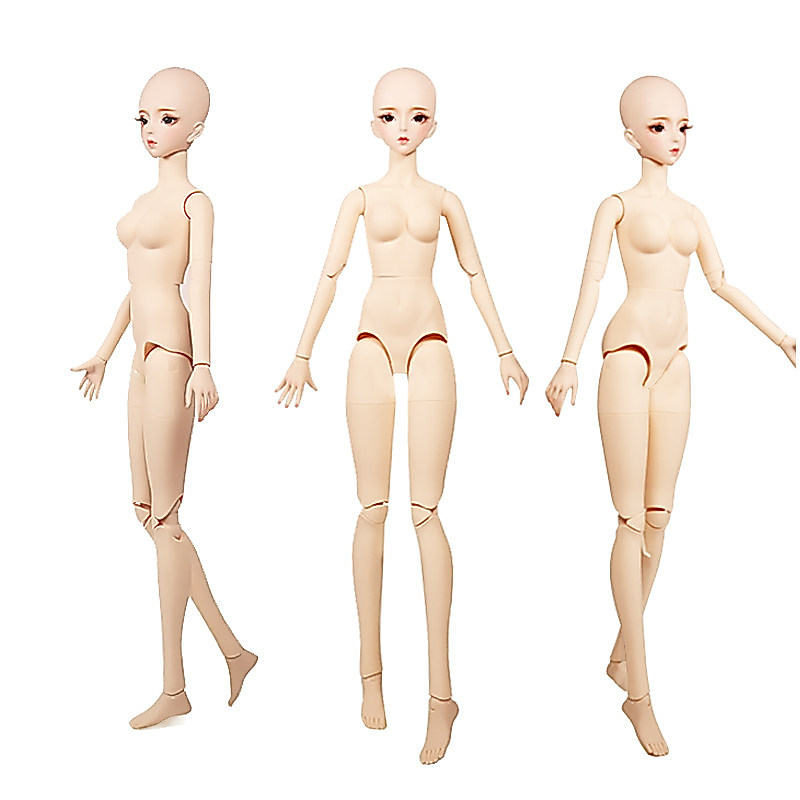 1/3 BJD Dolls Body Makeup head White Skin Girls Nude Mjd Doll Body 60cm PVC Material 26 Movable Join
