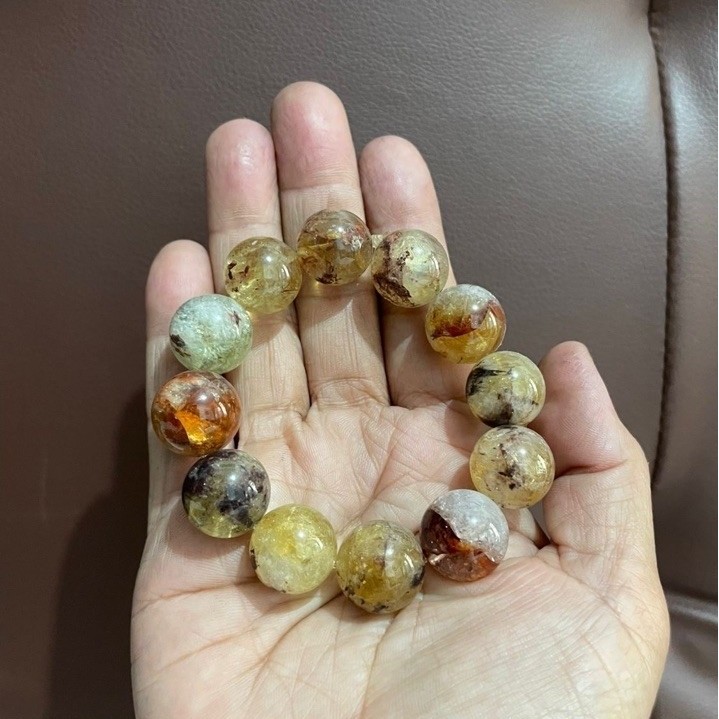 Phantom Quartz Batu Alami bead 14-15 mm