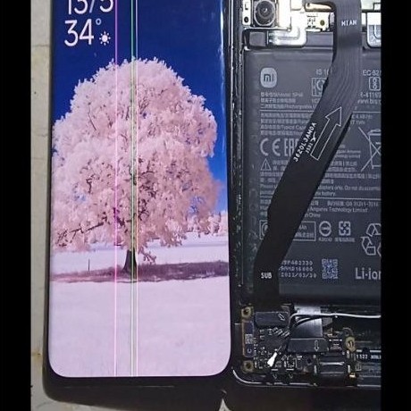 LCD Xiaomi MI 12 original copotan bergaris, bisa fingerprint