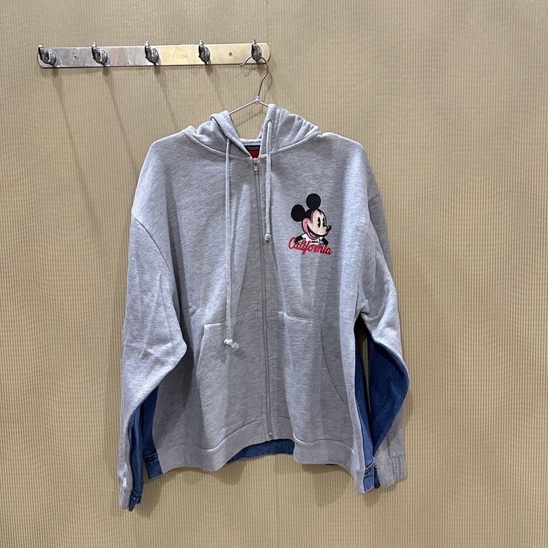 Zara Jacket Semi Hoodie Denim Jacket Mickey Mouse