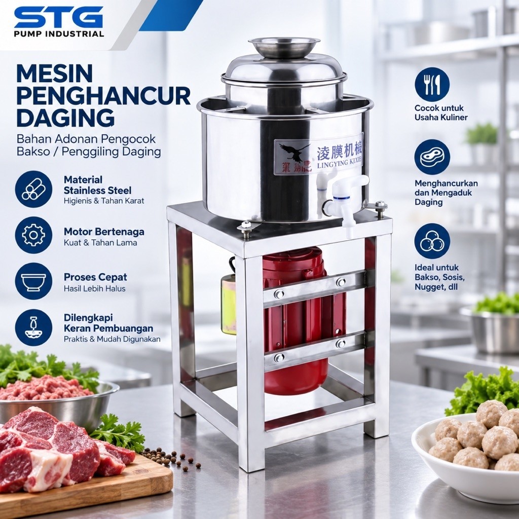 Mesin Pengocok bakso ikan Penghancur adonan Penggiling daging Blender
