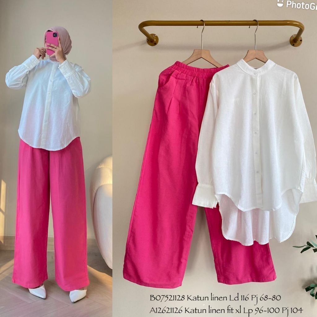 Setelan katun linen premium