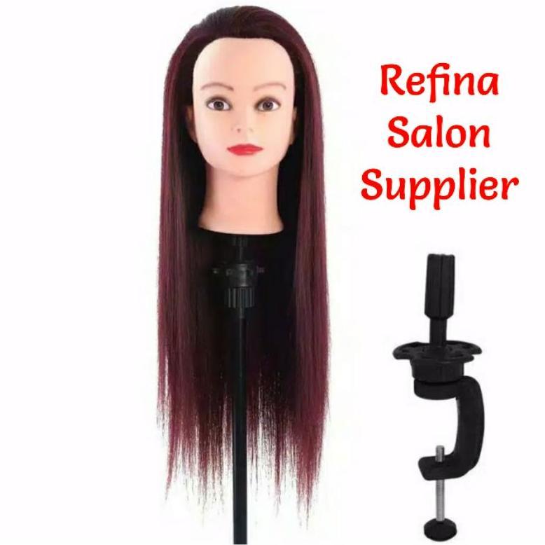 Manekin Rambut Wanita Latihan Potong Hairdo - Free Penjepit Meja