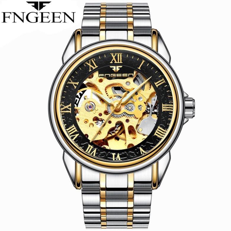 FNGEEN 8866 Otomatis Jam Tangan Pria Anti Air Original 100% Luxury Stainless Steel Mekanis Watch