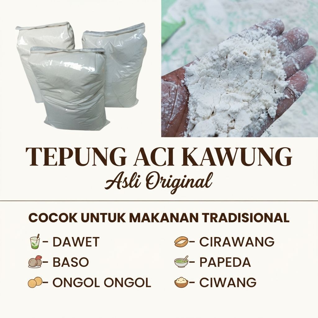 tepung Aci asli saripati pohon aren/kawung  100% murni tanpa campuran zat kimia dengan kualitas prem