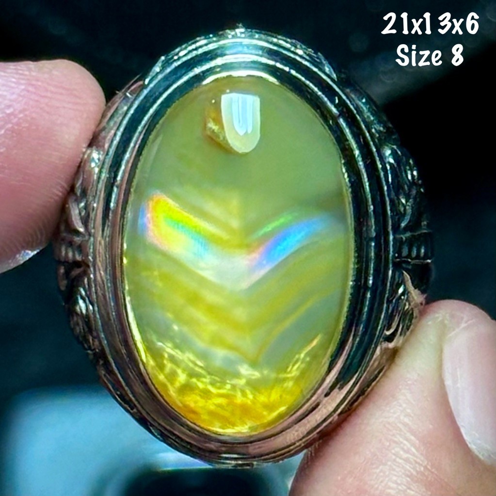 Cincin Batu Akik Natural Iris Junder Pelangi Kristal (asli alam)
