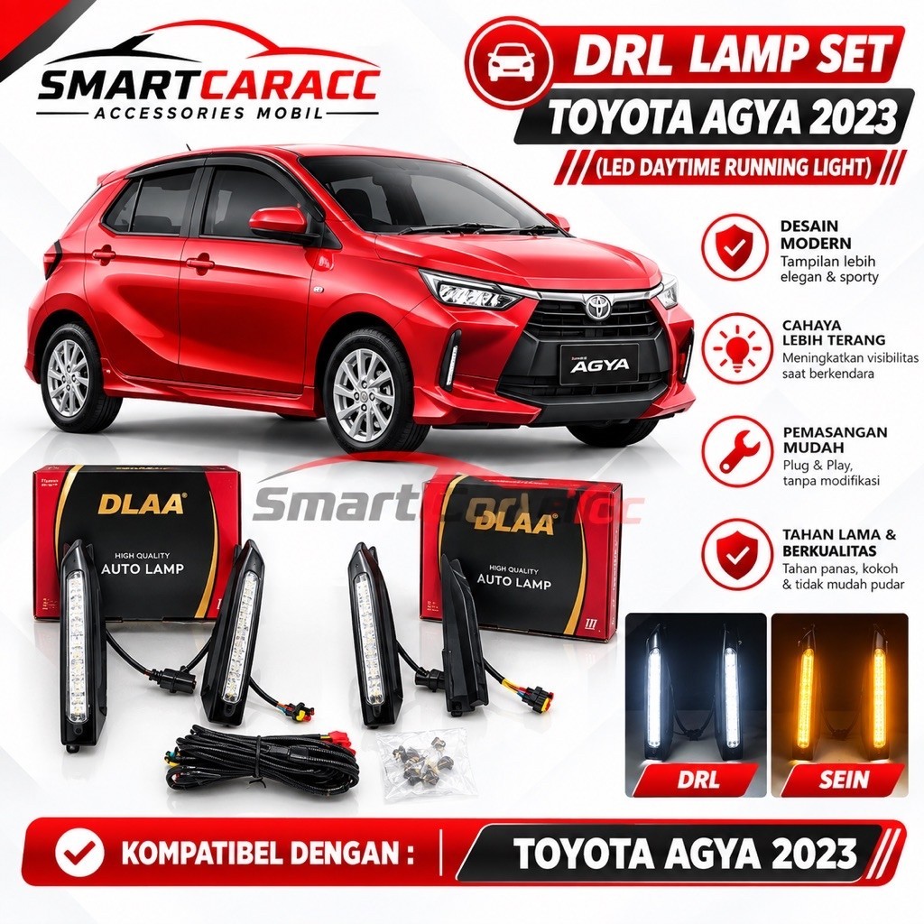 Lampu Fog lamp DRL Led Sen Sein Running Agya 2023 2024 2025 ON