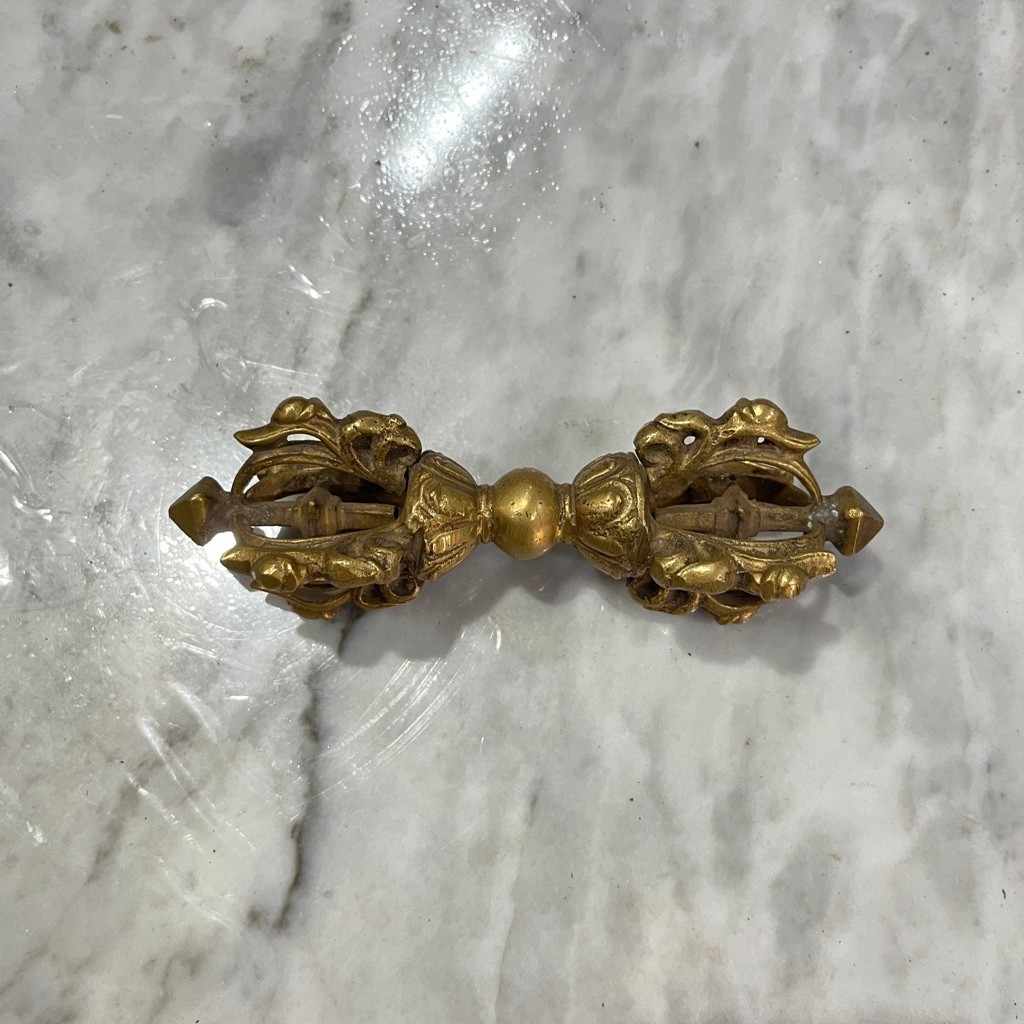 Vajra Dewa Indra Buddha Tibet Ukir Kuningan Small Lawas Jadul Tua