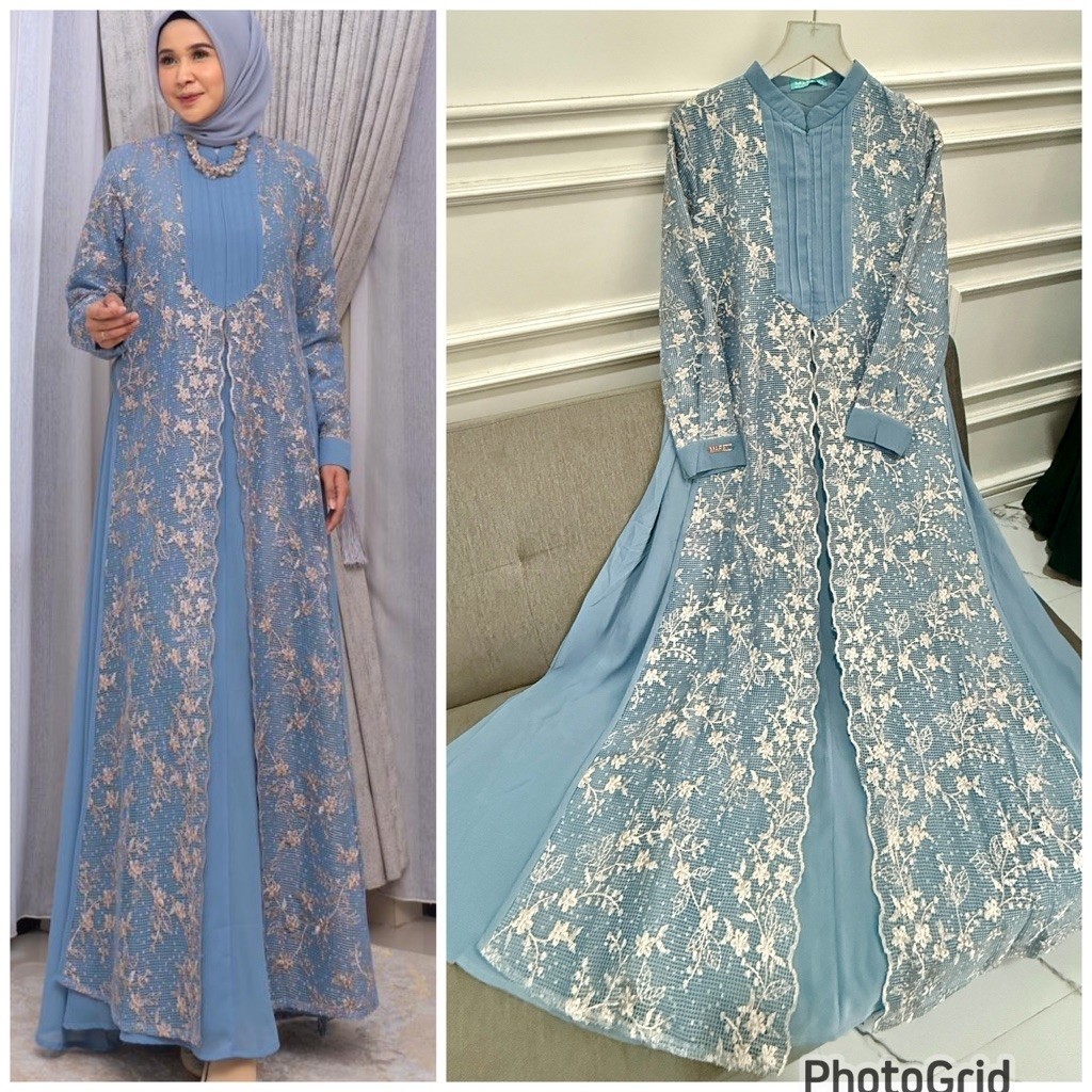 BIANCA dress marevi standar & jumbo,gamis mewah brukat