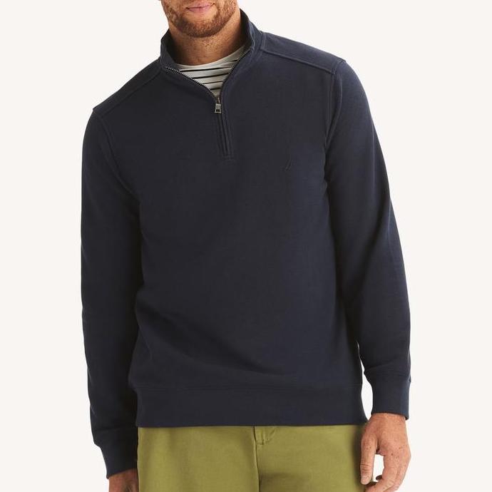 Men Quarter Zip Fleece Sweatshirt Bigsize Original - Sweater Pria Jumbo Size NT032 HJS