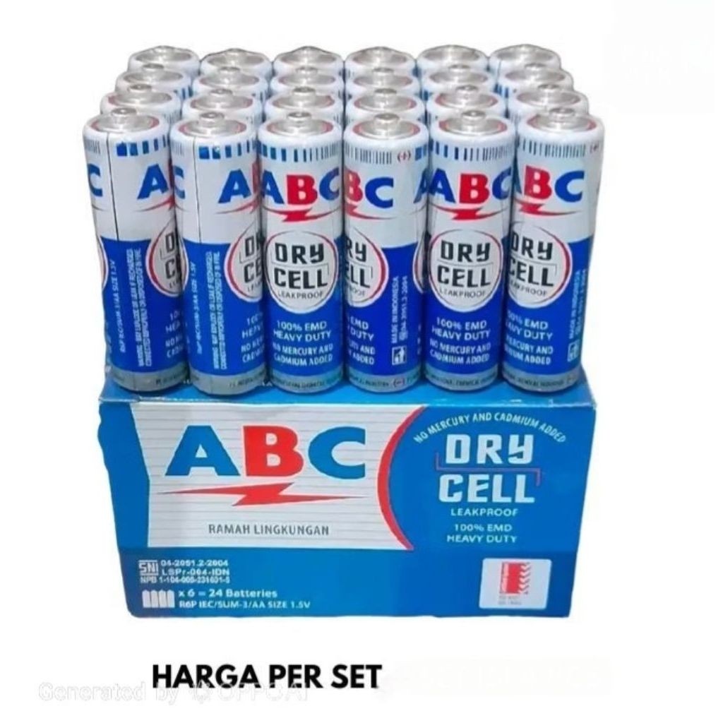 Baterai/Battery/Batere/Baterei/Batre ABC Biru Jam Dinding AA pack Isi 24pcs