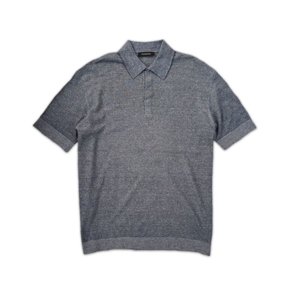Kaos polo ERMENEGILDO ZEGNA Blue Knit Polo T Shirt size XL